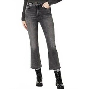 NWT 7 For All Mankind Luxe Vintage Black Jeans Sz 26 Slim Kick HW Women's Crop